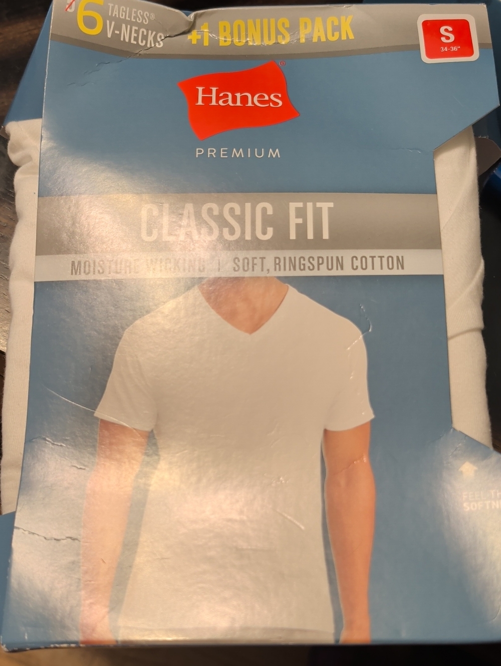 Hanes Premium Classic Fit V-Neck T-Shirt - White Size Small 34-36 3 Pack